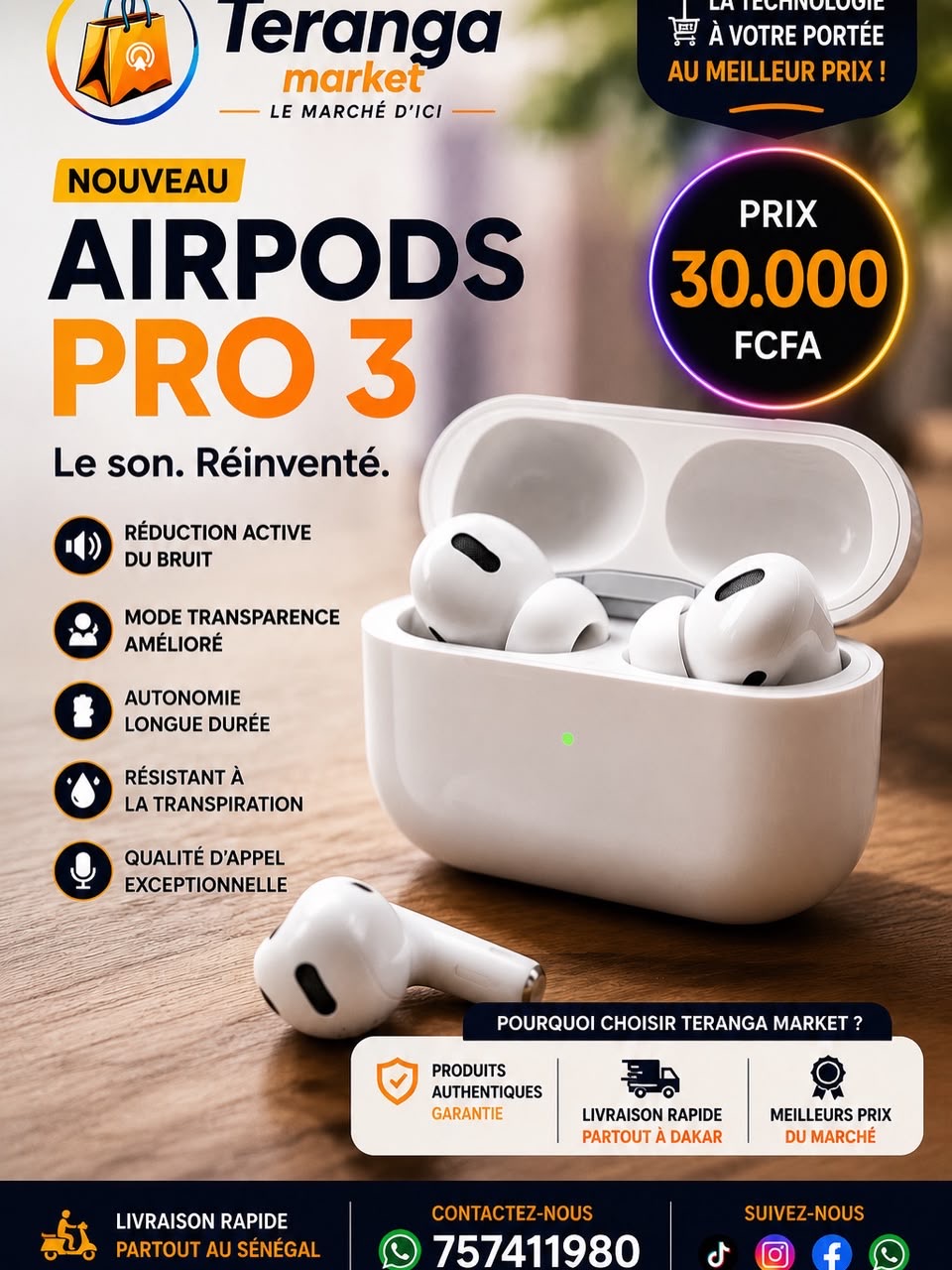 Campagne AirPods Pro 3 — Teranga Market